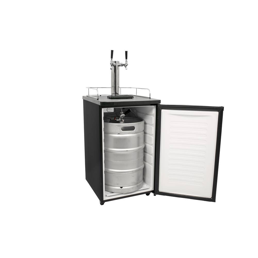 EdgeStar Twin Tap 20 in. Full Size Beer Keg Dispenser with Low Temperature Settings in Stainless Steel KC2000SSTWIN