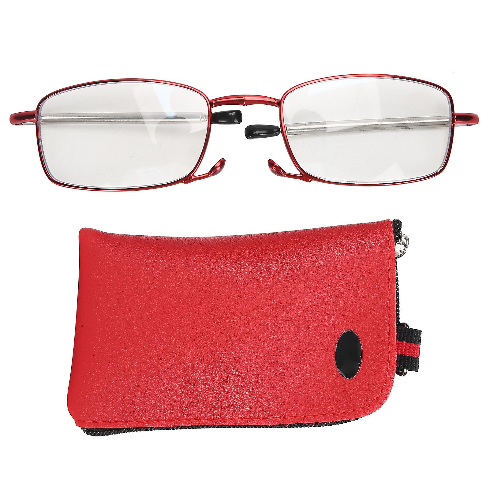 Blue Light Blocking Reading Glasses Fashionable Folding Multifocal Presbyopic Glasses+100 Red