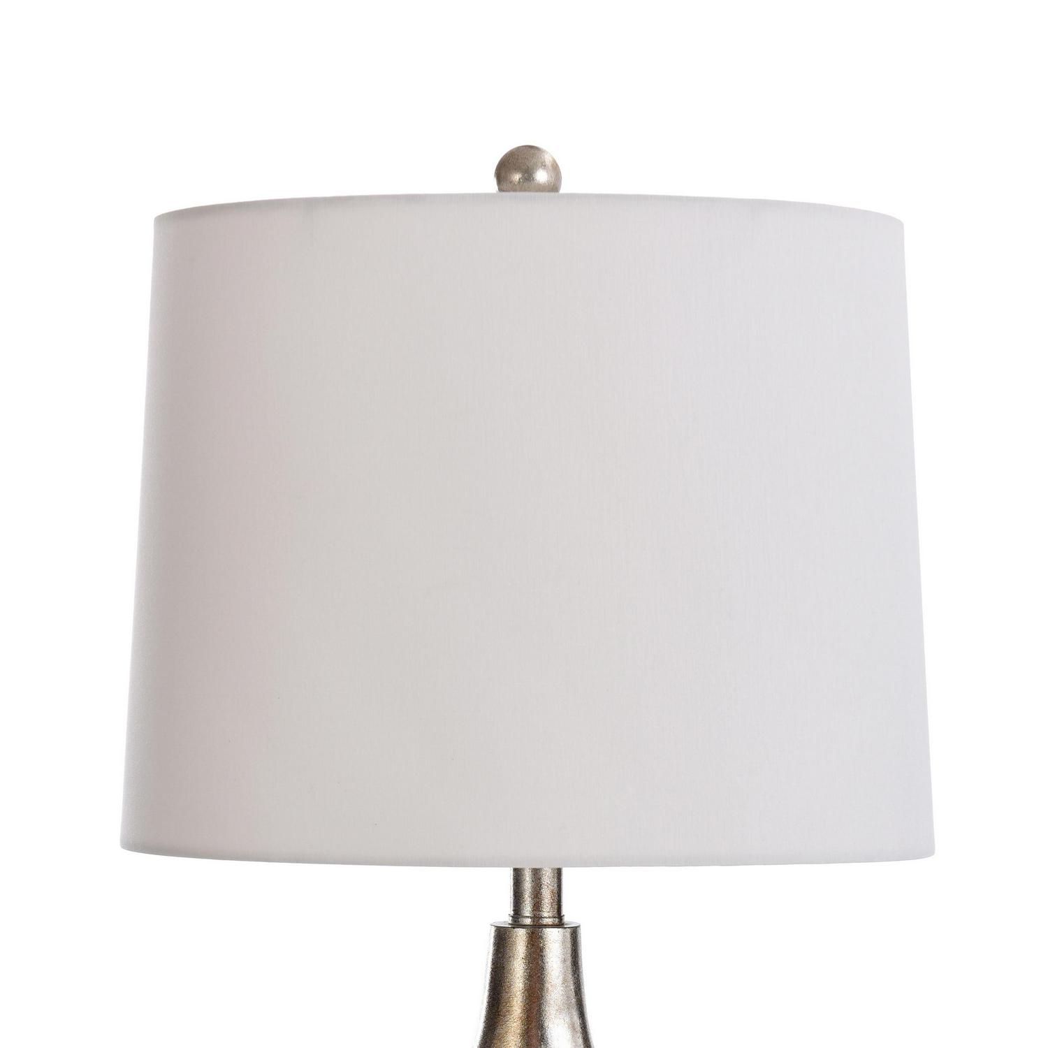 Style Craft Contemporary Moulded Table Lamp with Hammered Hollow Center and Black Base  Silver Finish