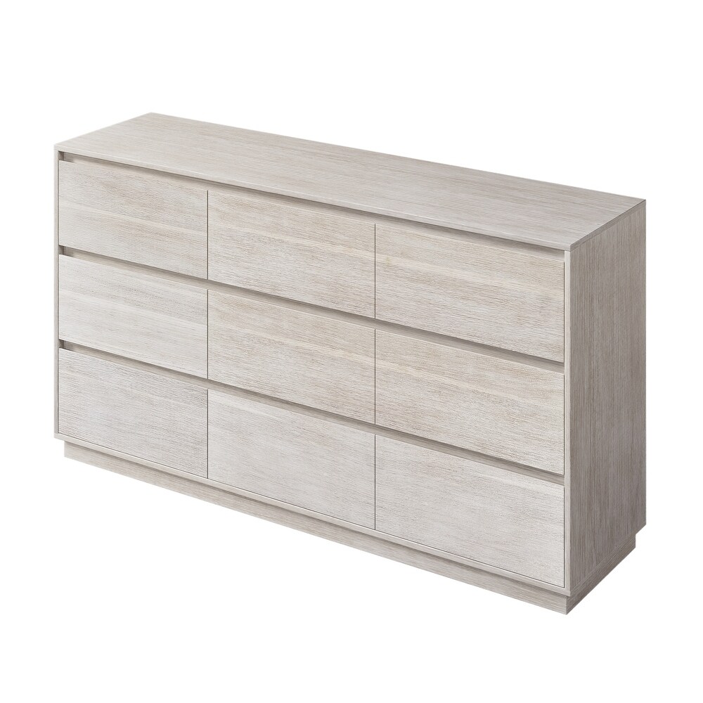 Modern Style Wood Veneer 3 Drawer Chest for Bedroom  Living Room  Stone Gray