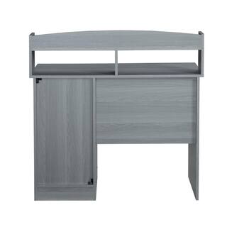 TECHNI MOBILI 41 in. Rectangular Gray 1 Drawer Writing Desk with Hutch RTA-8409-GRY