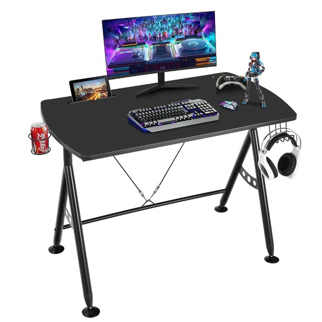 Costway Y shaped Gaming Desk Home Office Computer Table W Phone Slot amp Cup Holder