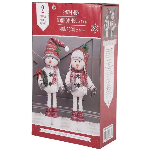 Cwc 26 inch Plush Snowmen Greeters Wearing Holiday Decor Set Of 2