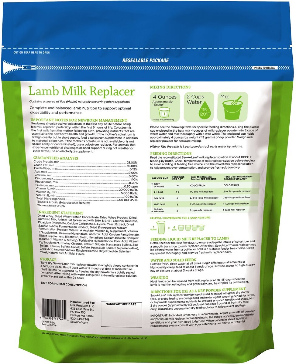 Sav-A-Caf Sav-A-Lam Sheep Milk Replacer