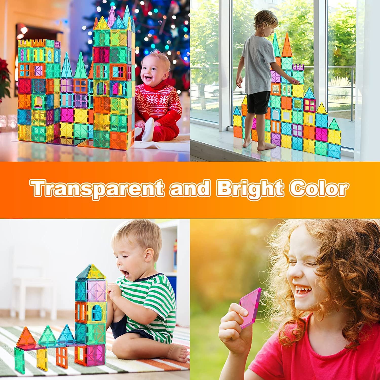 Magnetic Building Blocks for Toddlers Educational 3D Clear Magnetic Tiles Stacking Montessori Toys 67 Pcs