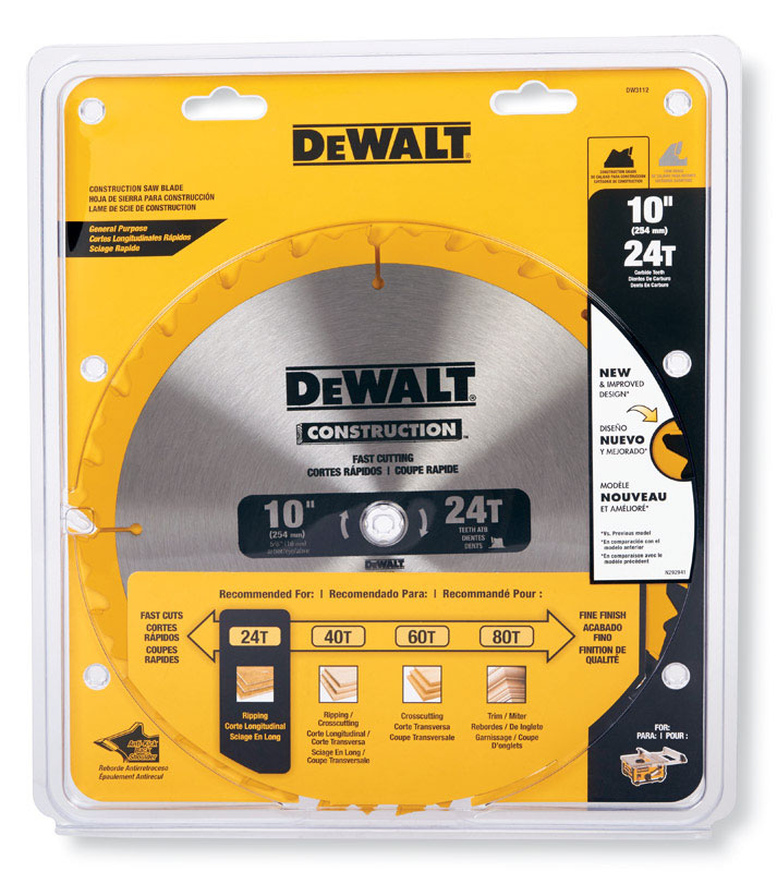 DW 10 in. D X 5/8 in. Carbide Circular Saw Blade 24 teeth 1 pk