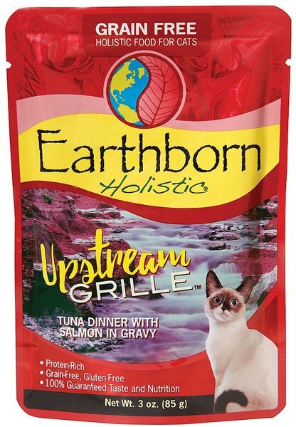 Earthborn Holistic Upstream Grille Tuna Dinner with Salmon in Gravy Grain-Free Cat Food Pouches