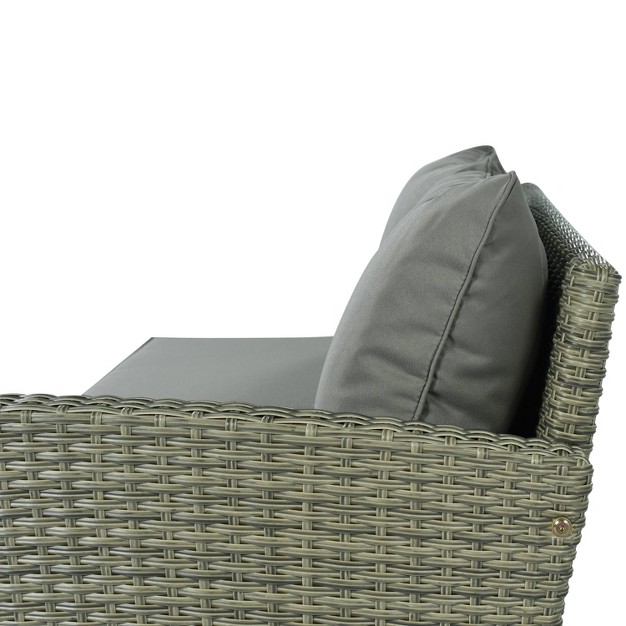 5pc Outdoor Wicker Conversation Set With Loveseats Sofa Arm Chair amp Coffee Table Gray Godeer