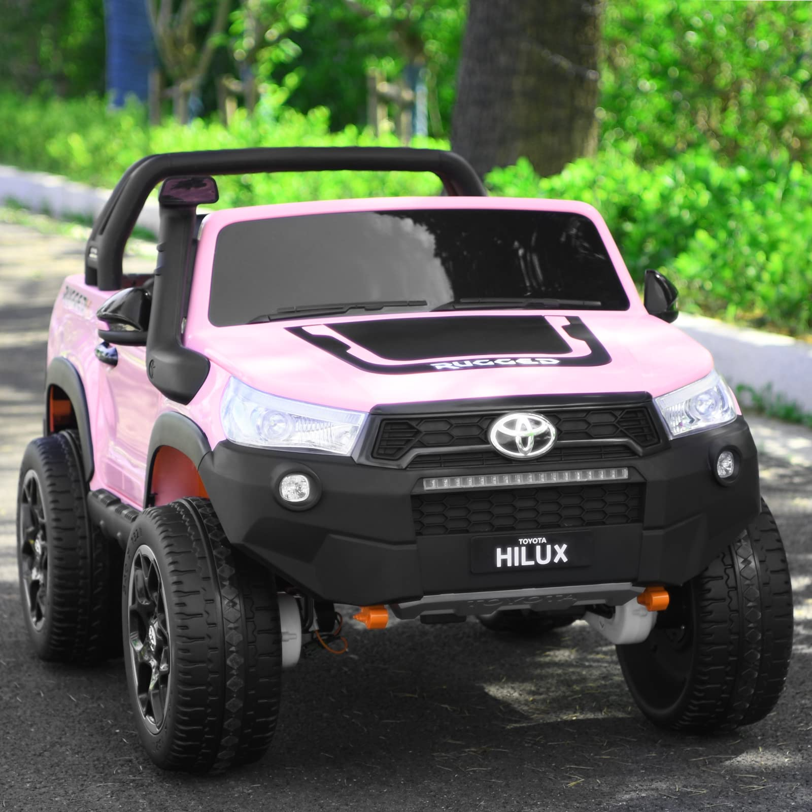 Costzon 2-Seater Ride on Car, 4WD 2x12V Licensed Toyota Hilux Battery Powered Truck w/ Remote Control