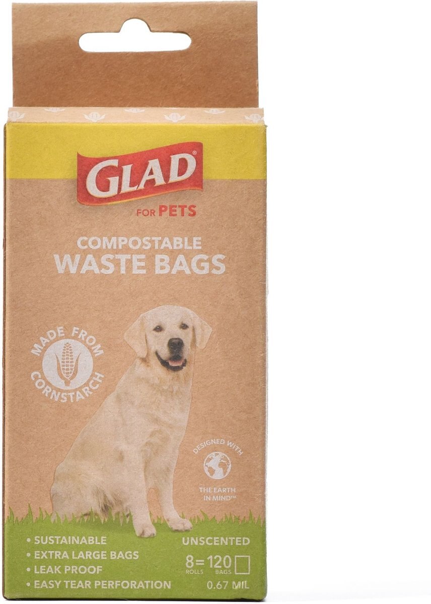 Glad For Pets Compostable Dog Waste Poop Bags， 120 count