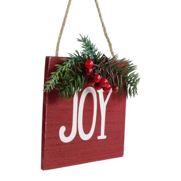 Hanging quot joy quot Christmas Wall Decor With Pine And Berries