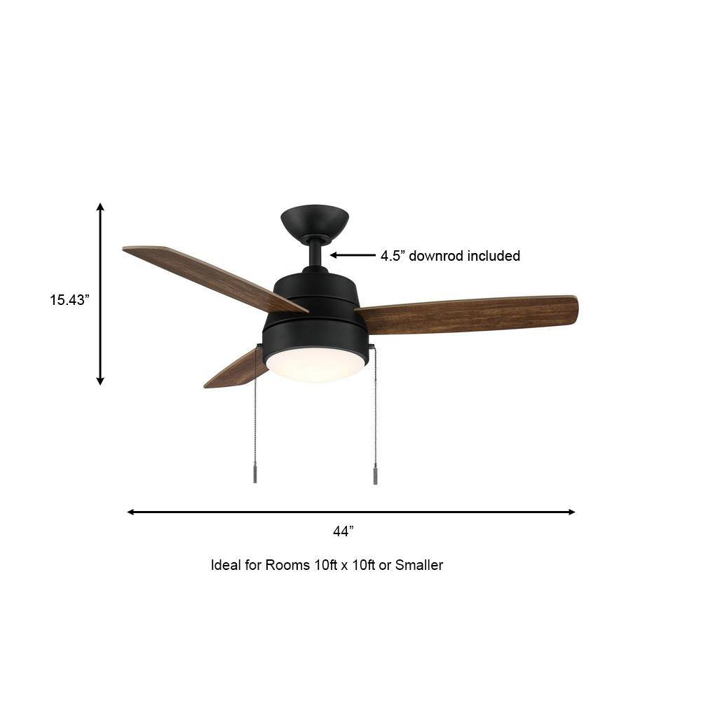 Hampton Bay Caprice 44 in. Integrated LED Indoor Matte Black Ceiling Fan with Light Kit SW19151P MBK