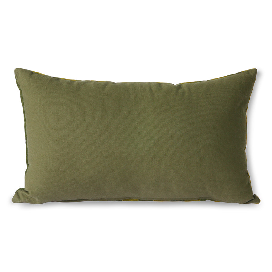 Striped velvet pillow - green camo