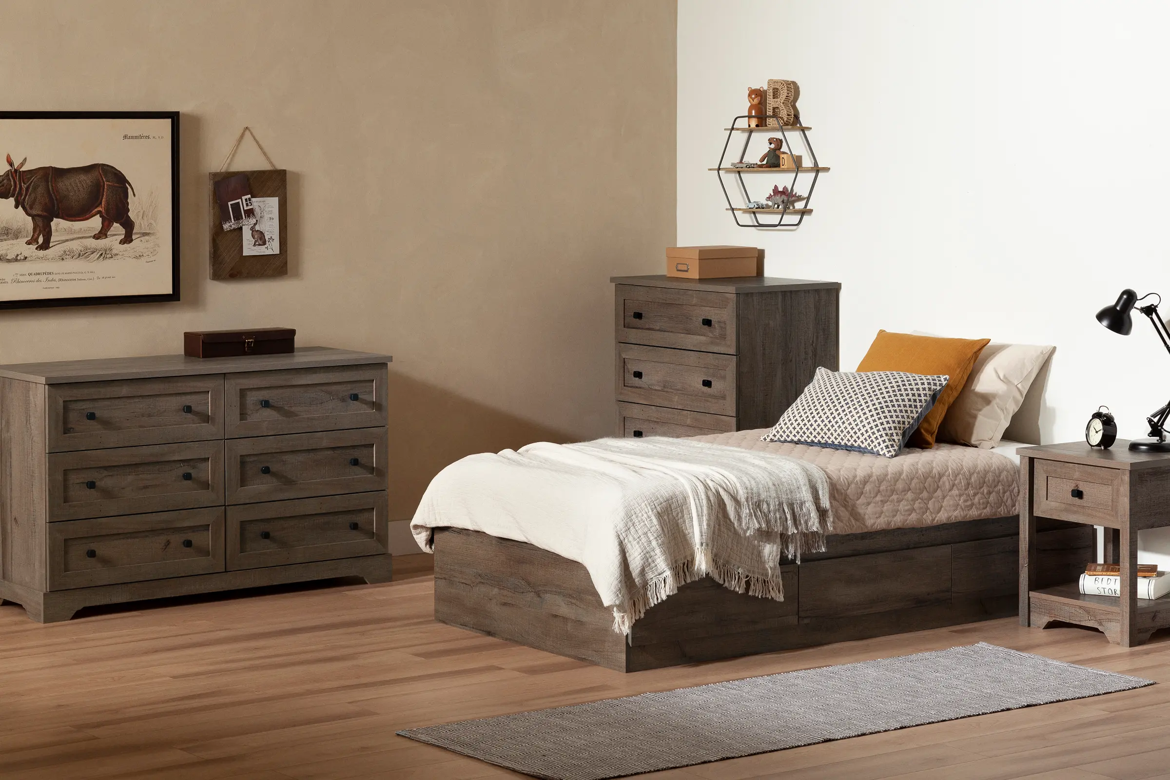 Hazen Fall Oak Twin Storage Bed