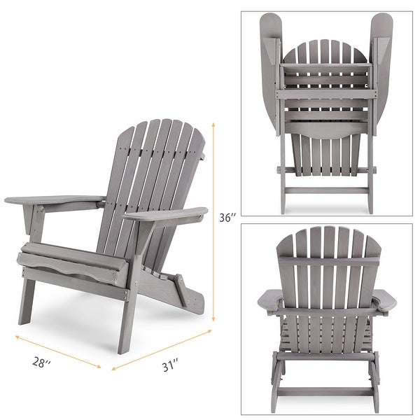 2 Piece Wooden Folding Adirondack Chair，For Outdoor - Overstock - 37594472