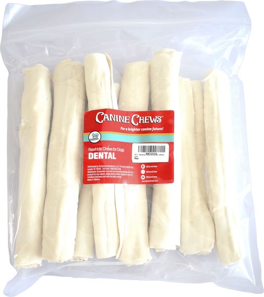 Canine Chews 10-11-inch Rawhide Retriever Rolls Dental Dog Treats， 8 count