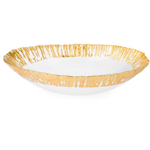 Classic Touch Gold Oval Shaped Scalloped Bowl