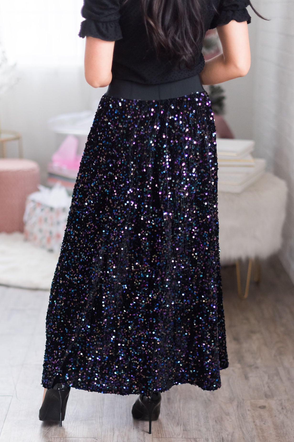 Magical Wishes Modest Sequin Maxi Skirt