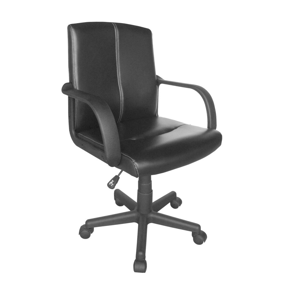 Tufted Black Leather Mid back Office Chair