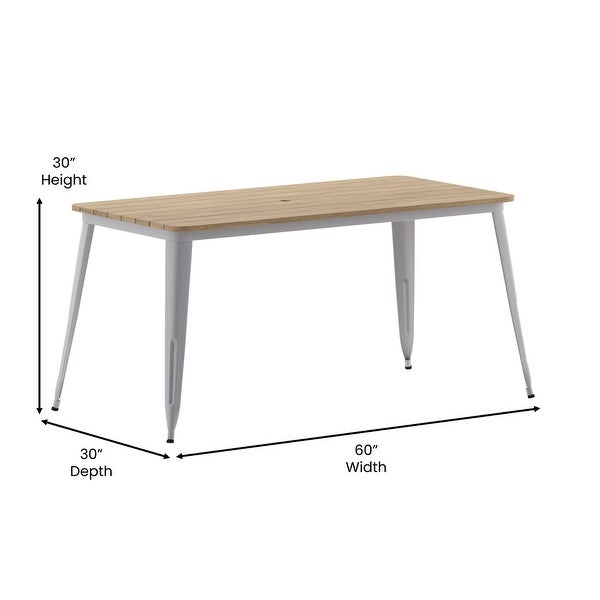 30x60 Commercial Poly Resin Restaurant Table with Umbrella Hole