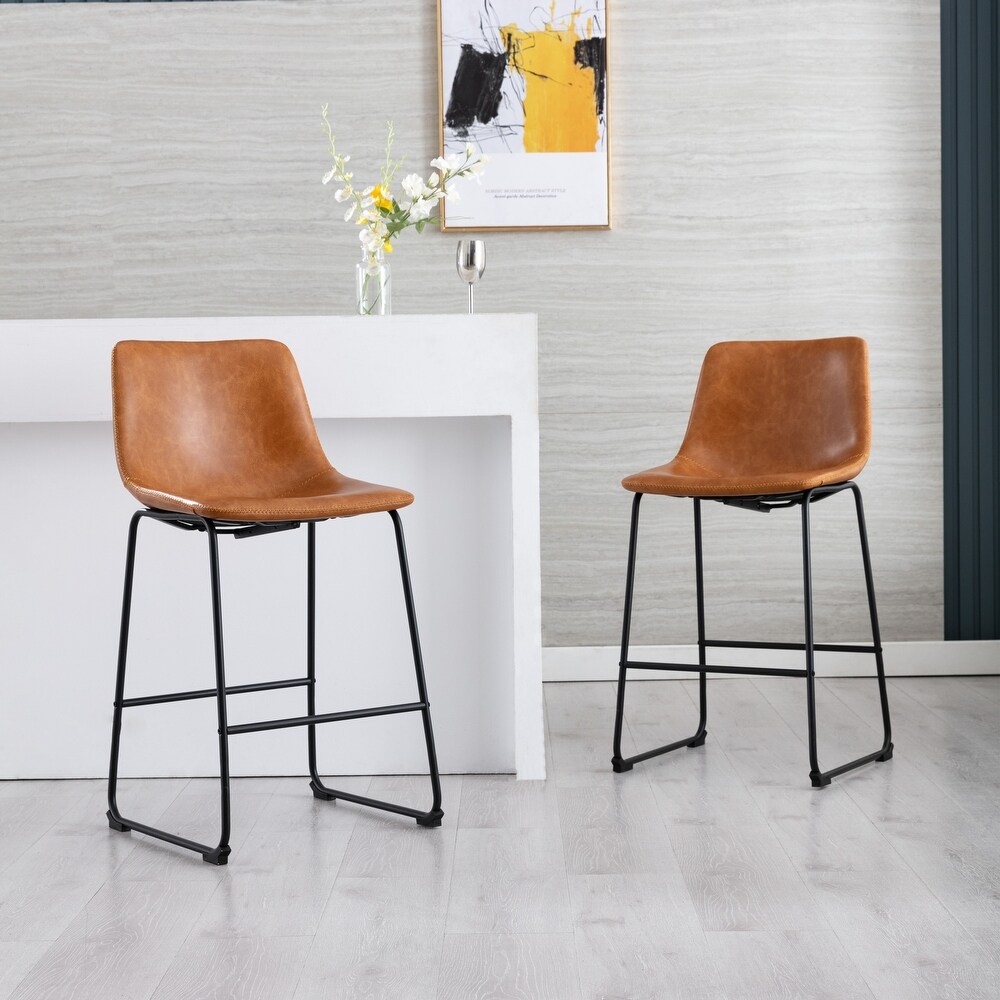 Corvus Thurso Faux Leather 24 inch Steel Counter Stool (Set of 2)