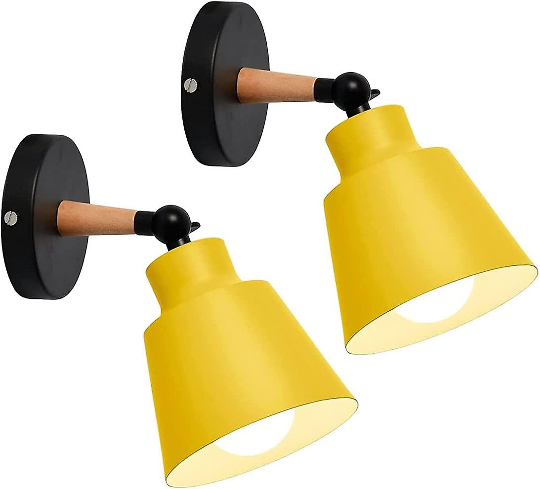 2 Packs Industrial Vintage Wall Sconces Ceiling Light Fixtures E27 Metal Indoor(yellow)