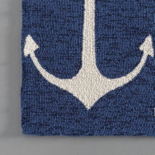 Hand Hooked Despina Indoor outdoor Rug Navy Nuloom