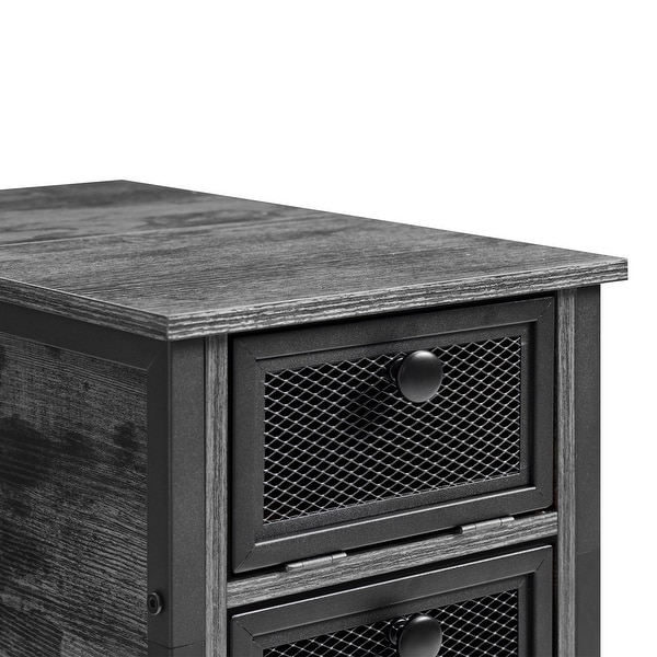 Javlergo Set of 2 Nightsand Side Table with 2-Drawer and Wood Storage Shelf