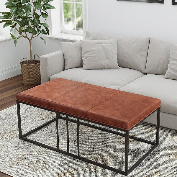 Riley Indoor Brown Faux Leather Multi-Function Entry Bench - Table