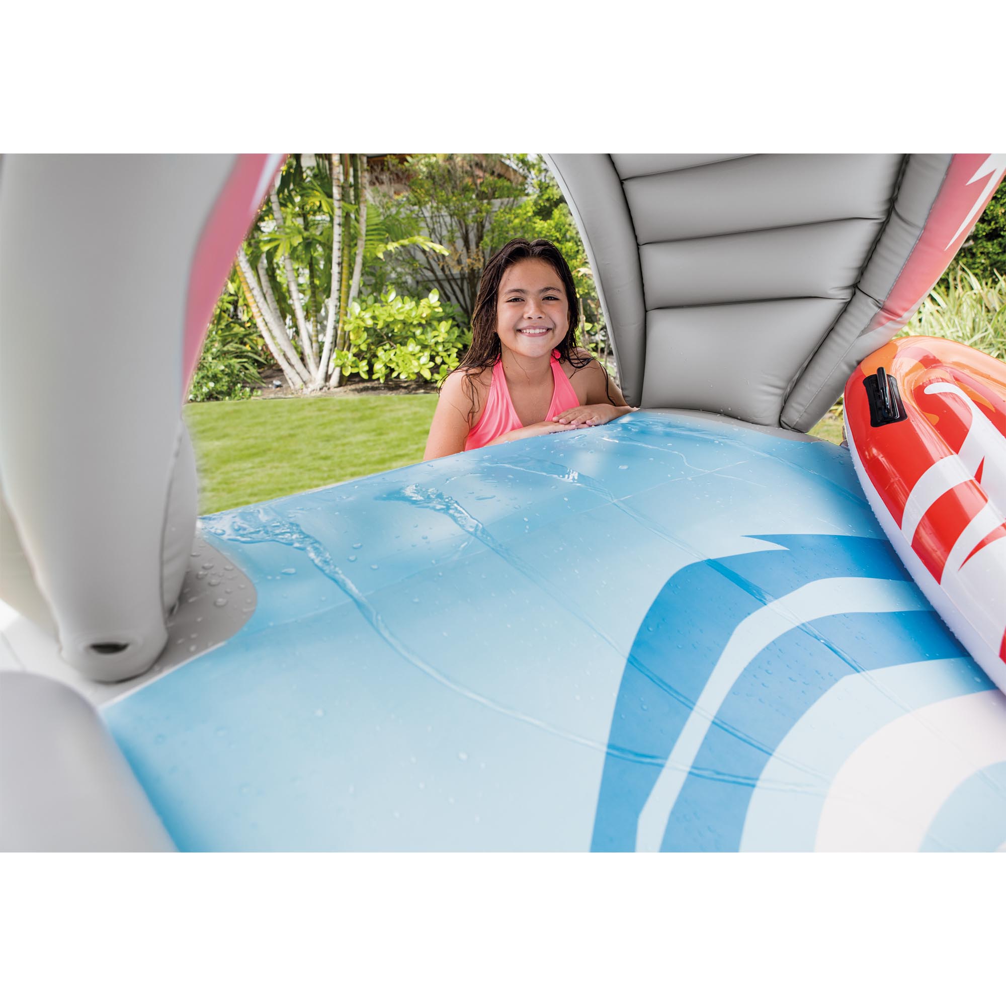 Intex Inflatable Backyard Water Slide with Surf Riders & Electric Air Pump