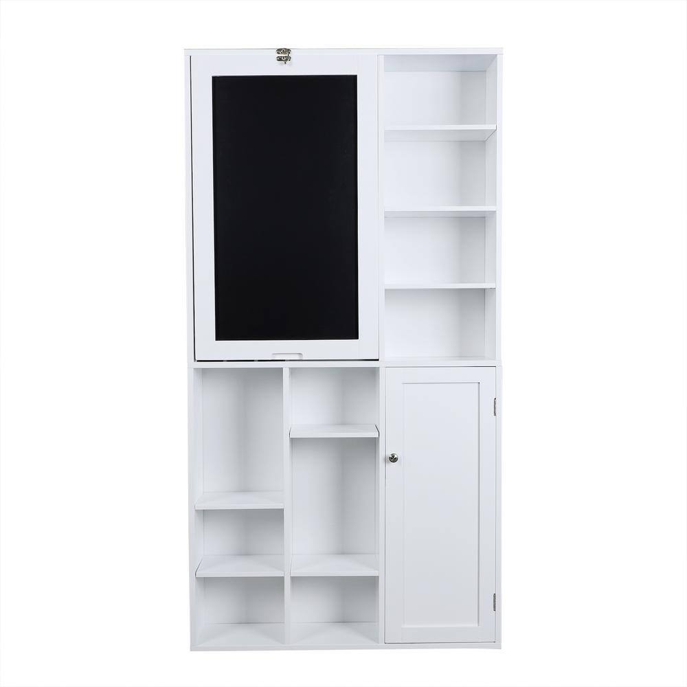 Utopia Alley 31 in. Rectangular White Floating Desk with Built-In Storage SH4WW