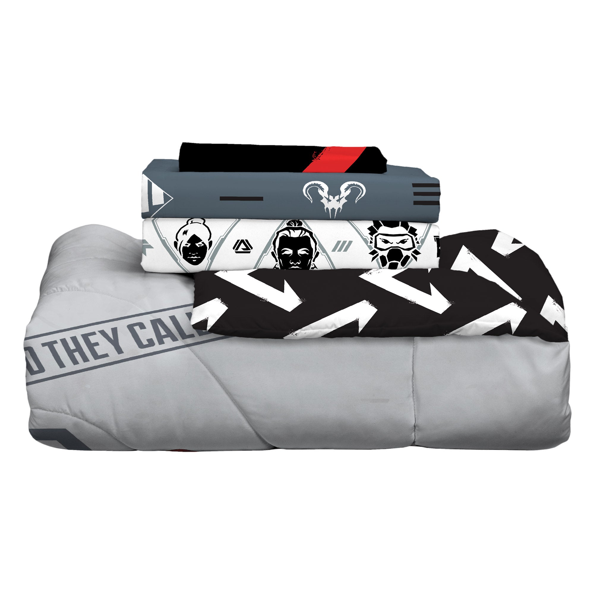 Apex Legends Twin Bed in a Bag， Gaming Bedding， Comforter and Sheets， Grey