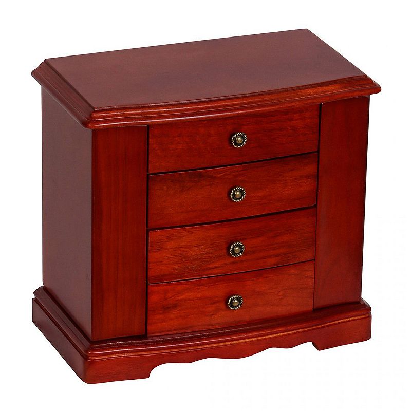 Mele and Co. Harmony Wooden Cherry Finish Musical Jewelry Box