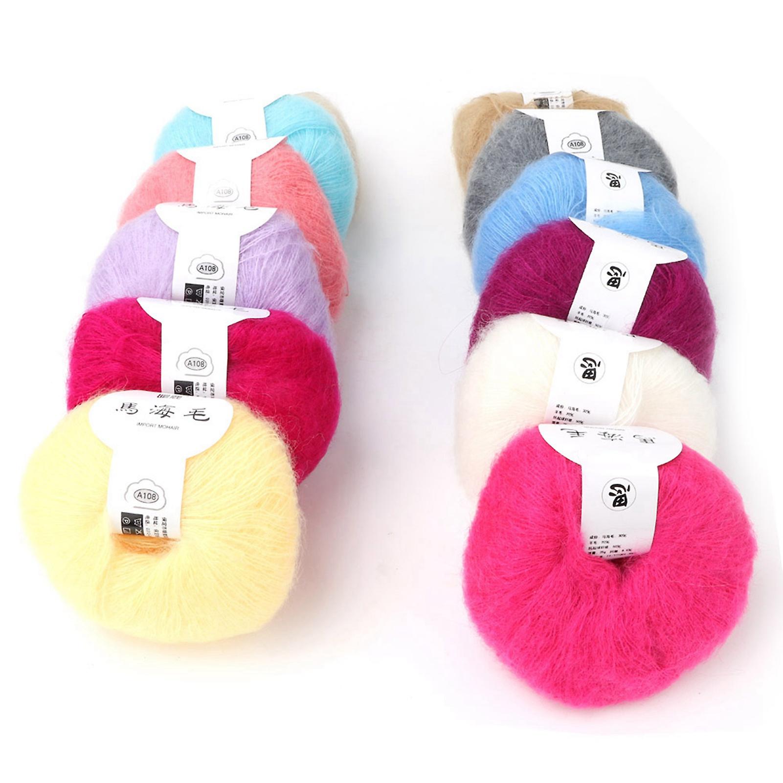 Popular Soft  Mohair Pashm Knit Angora Long Wool Yarn Hot (12 Colors A Set)