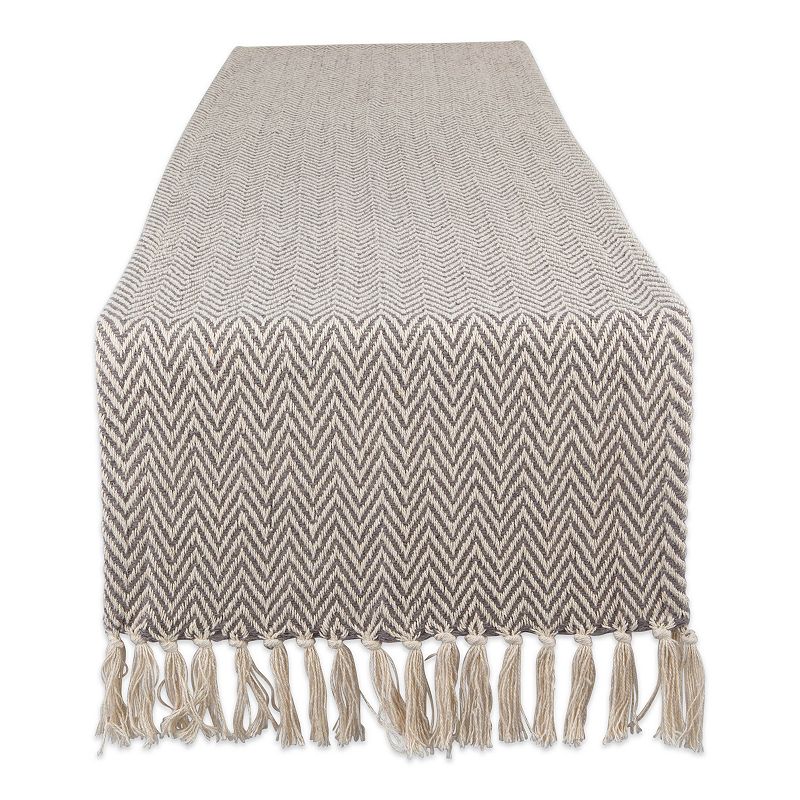 72 Gray and White Rectangular Chevron Weaved Table Runner