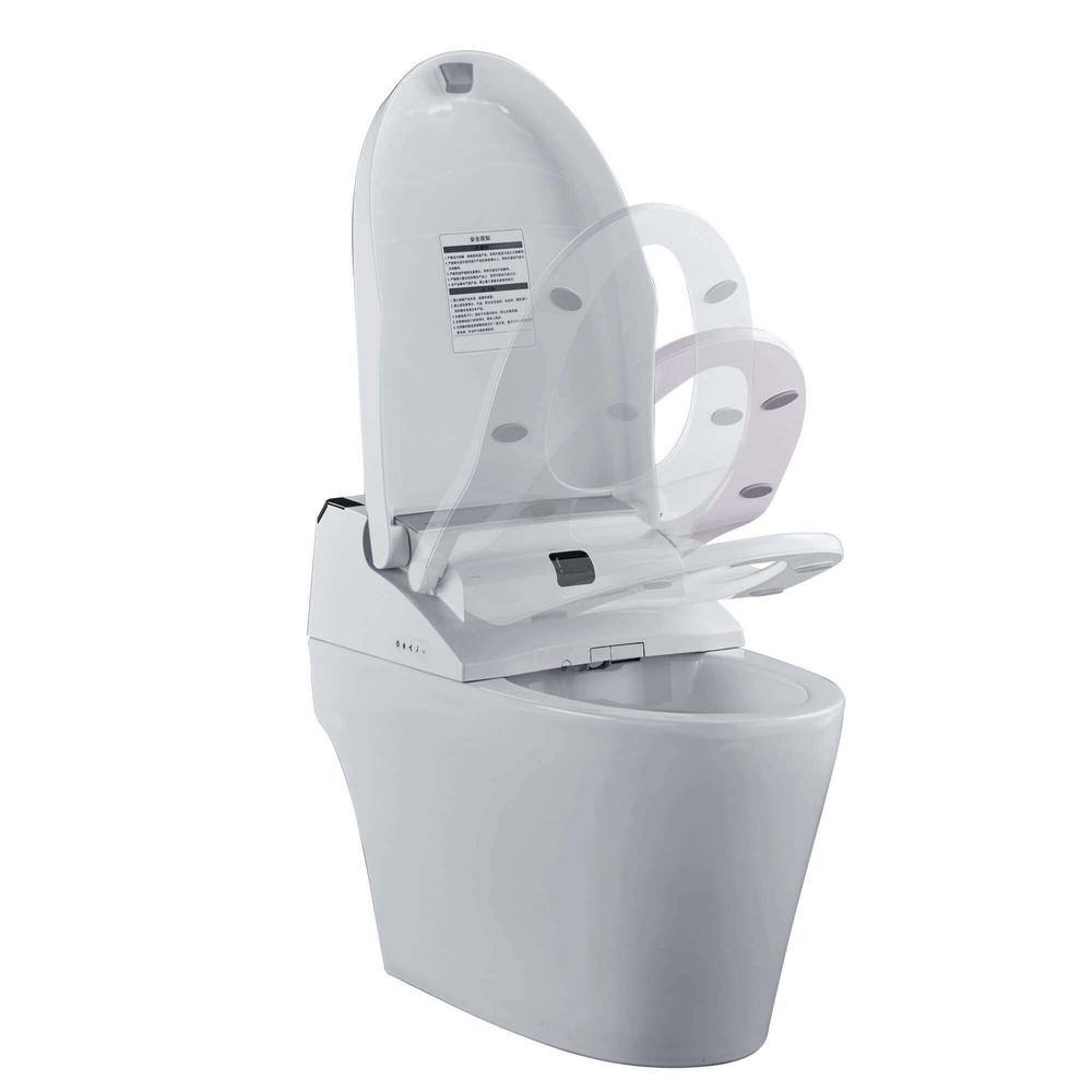 FINE FIXTURES Wave 1-piece 28.75 in. 1.28 GPF Dual Flush Elongated Toilet and Bidet Seat in White ST1W