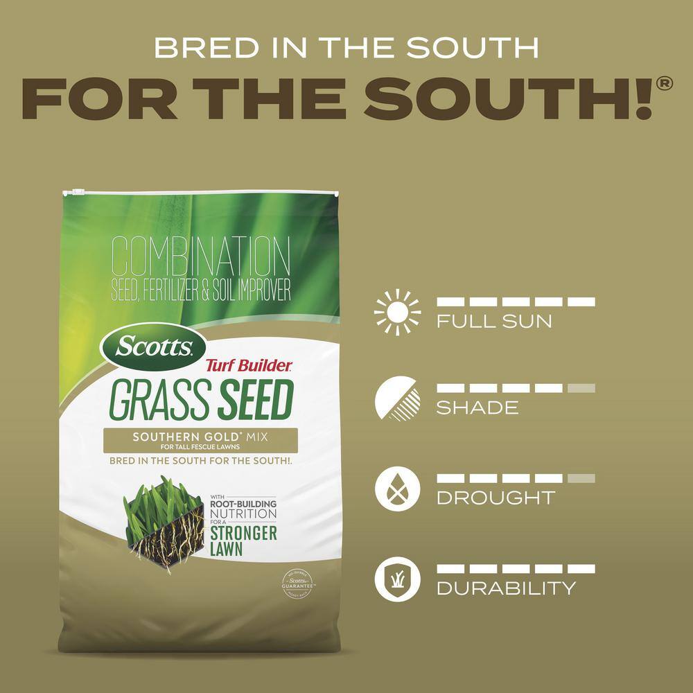 Scotts Turf Builder 2.4 lbs. Grass Seed Southern Gold Mix for Tall Fescue Lawns with Fertilizer and Soil Improver 18028