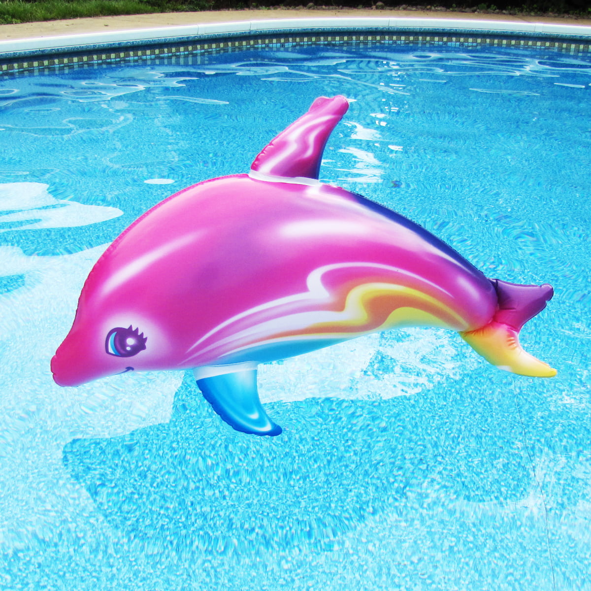 TreasureGurus Inflatable Rainbow Dolphin Swimming Pool Float