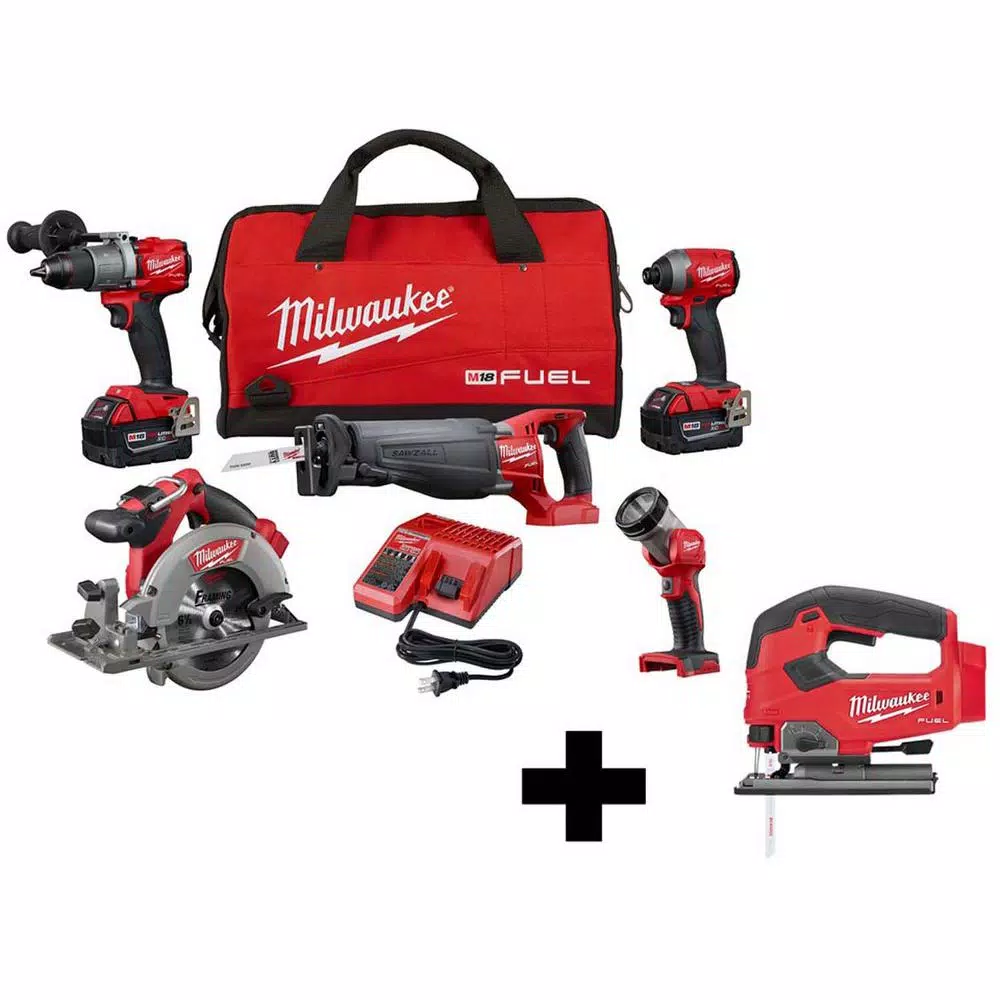 Milwaukee M18 FUEL 18-Volt Lithium-Ion Brushless Cordless Combo Kit (5-Tool) with  M18 FUEL Cordless Jig Saw and#8211; XDC Depot