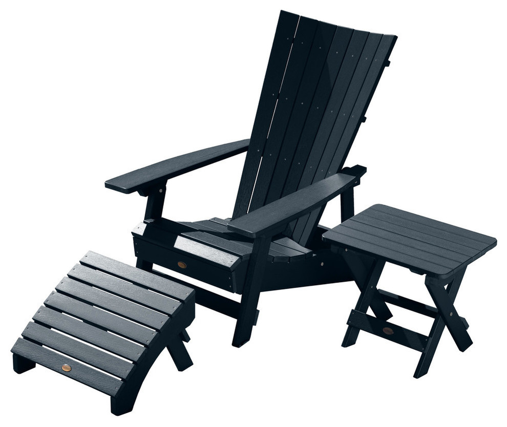 Manhattan 3 Piece Beach Adirondack Set   Transitional   Outdoor Lounge Sets   by highwood  Houzz