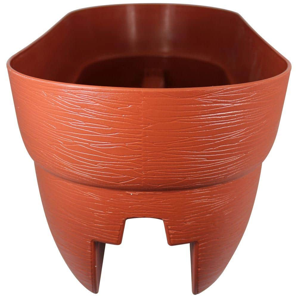 Emsco Bloomers Series 24 in. W x 12 in. H Terra Cotta Resin Deck and Porch Rail Planter 2441-1