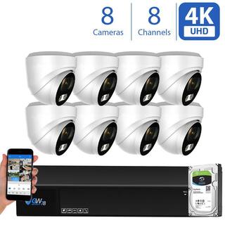 GW Security 8-Channel HD-Coaxial 8MP Surveillance Security Cameras System 2TB with 8 Wired 4K 4-in-1 Analog 2.8 mm Fixed Lens Turret GW977HD8-2T