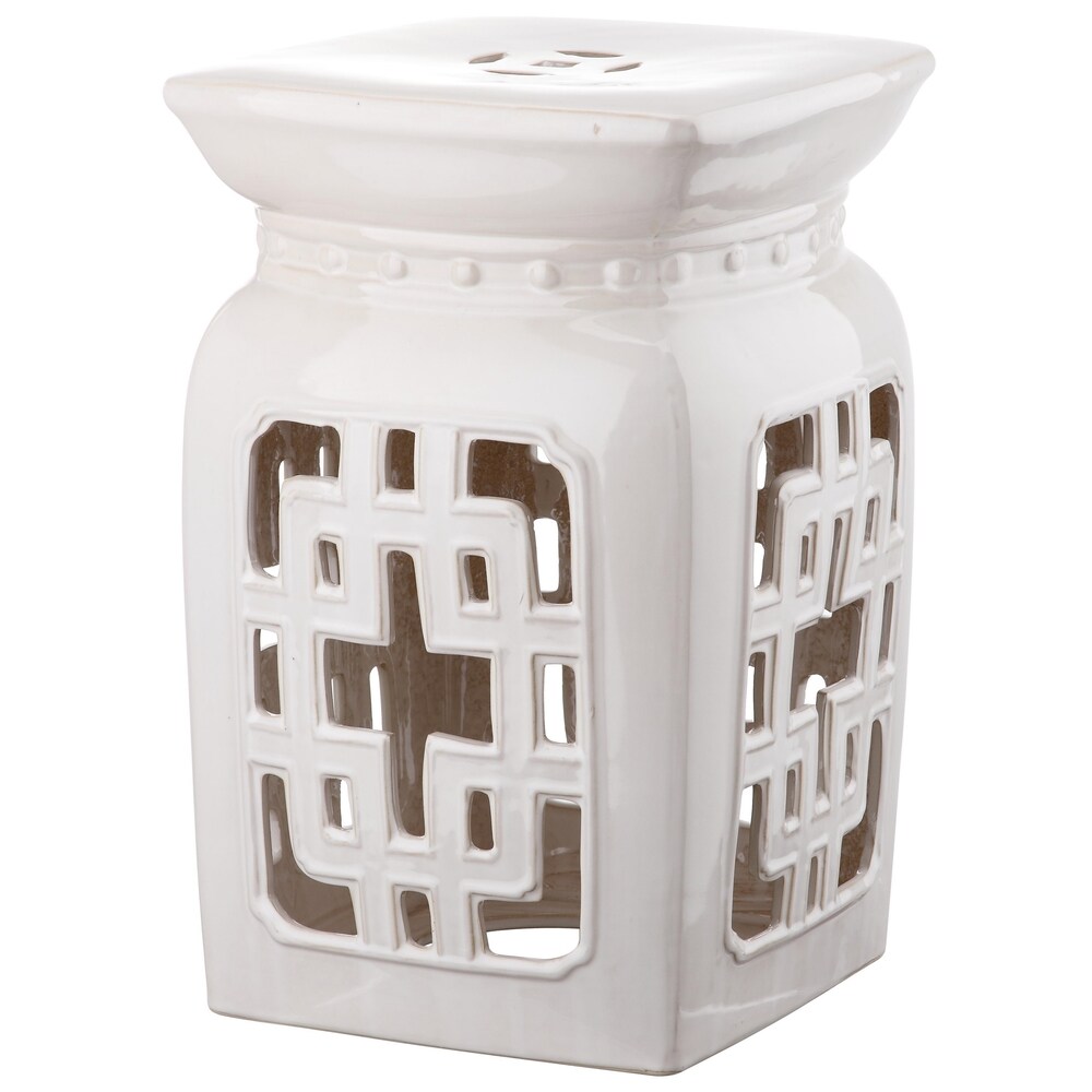 SAFAVIEH Beijing Cream Filigree Ceramic Decorative Garden Stool