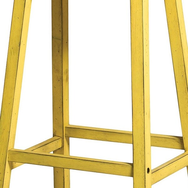 Wooden Bar Stool (Set-2)， Antique Yellow