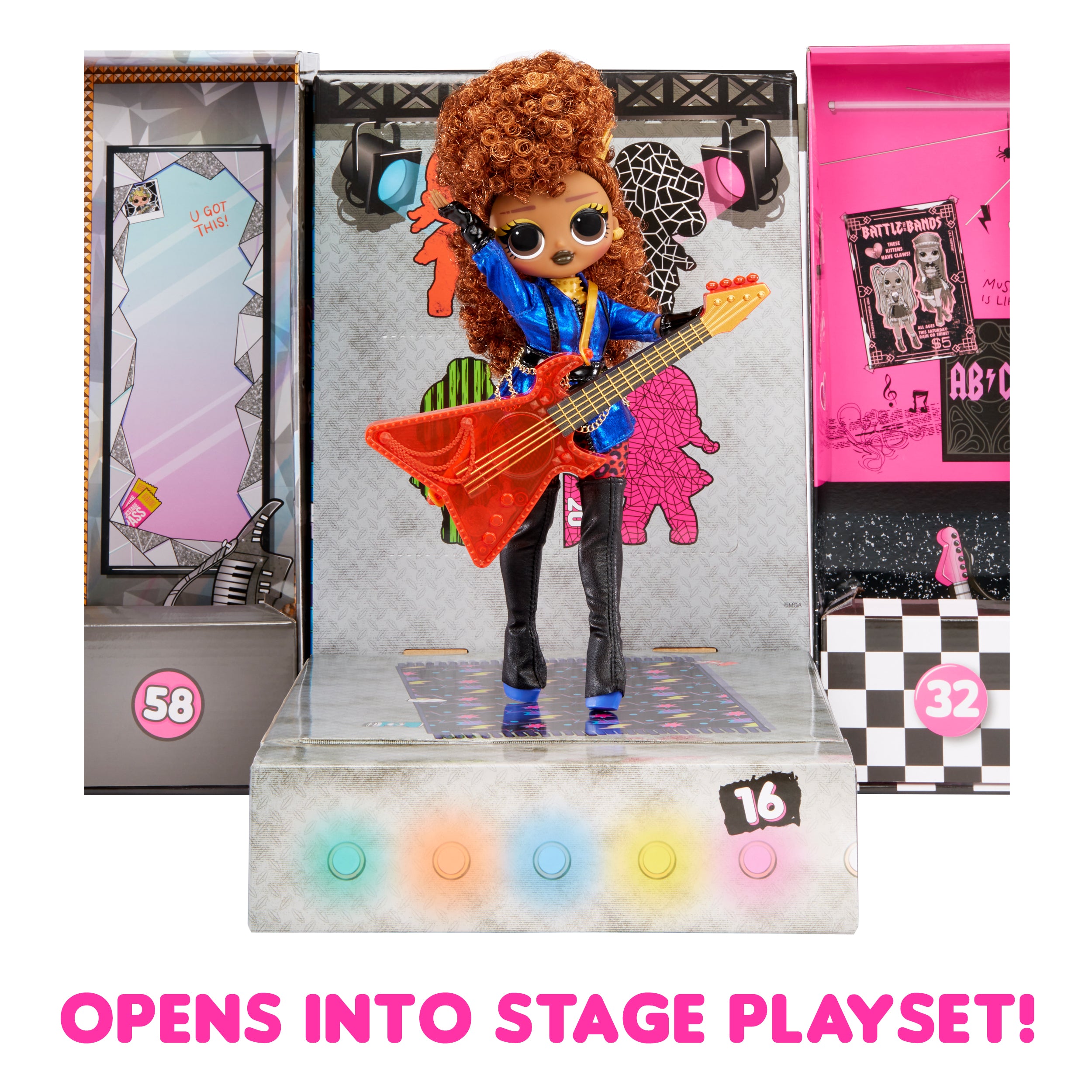 LOL Surprise OMG Remix Super Surprise - 70+ Surprises, 4 Fashion Dolls & 4 Dolls, Boombox Playset