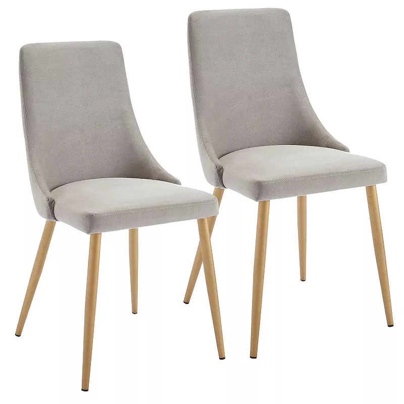 Set of 2 Gray and Gold Contemporary Side Chairs 35.75