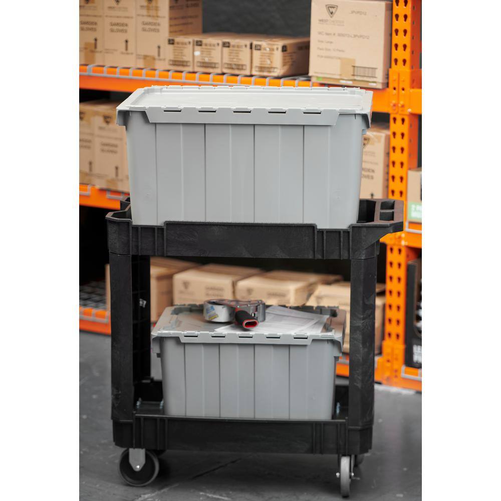 HDX 12 Gal. Commercial Flip Top Storage Tote in Gray 206202