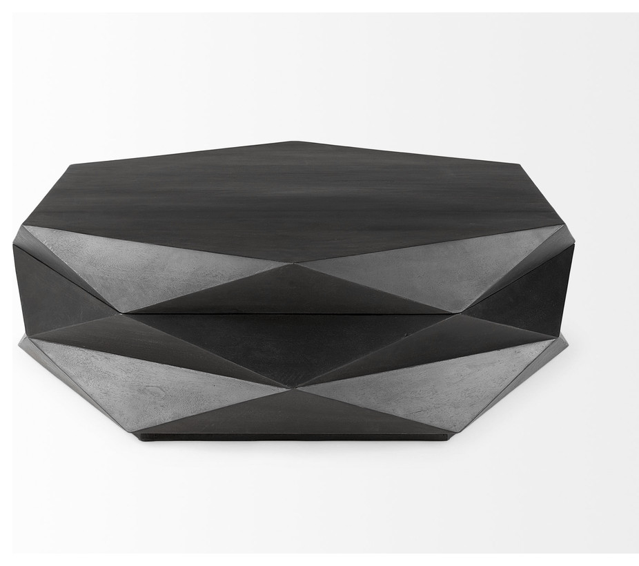 Mod Geometric Black Solid Wood Coffee Table   Transitional   Coffee Tables   by HomeRoots  Houzz