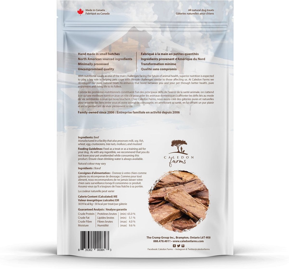 Caledon Farms Beef Tendersticks Dog Treats， 110-gm bag