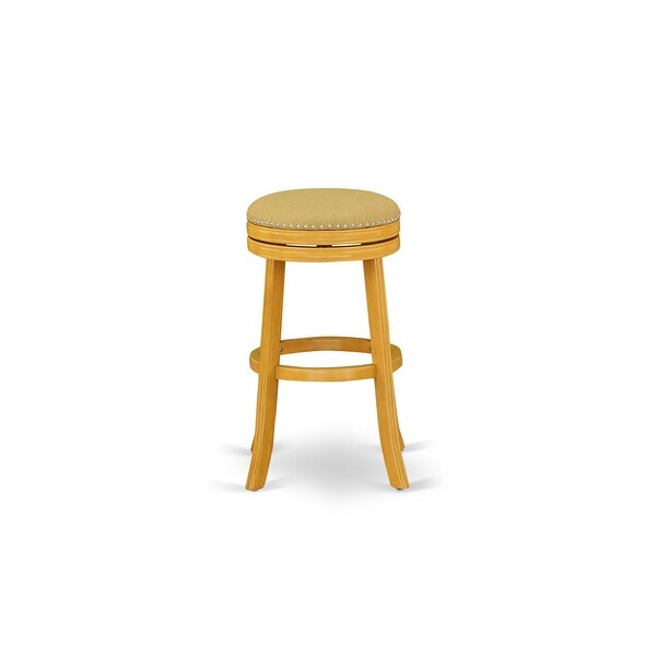 East West Furniture Devers Swivel Backless Barstool of 30'' Seat Height with Pu Leather Roast (Color Options Available)